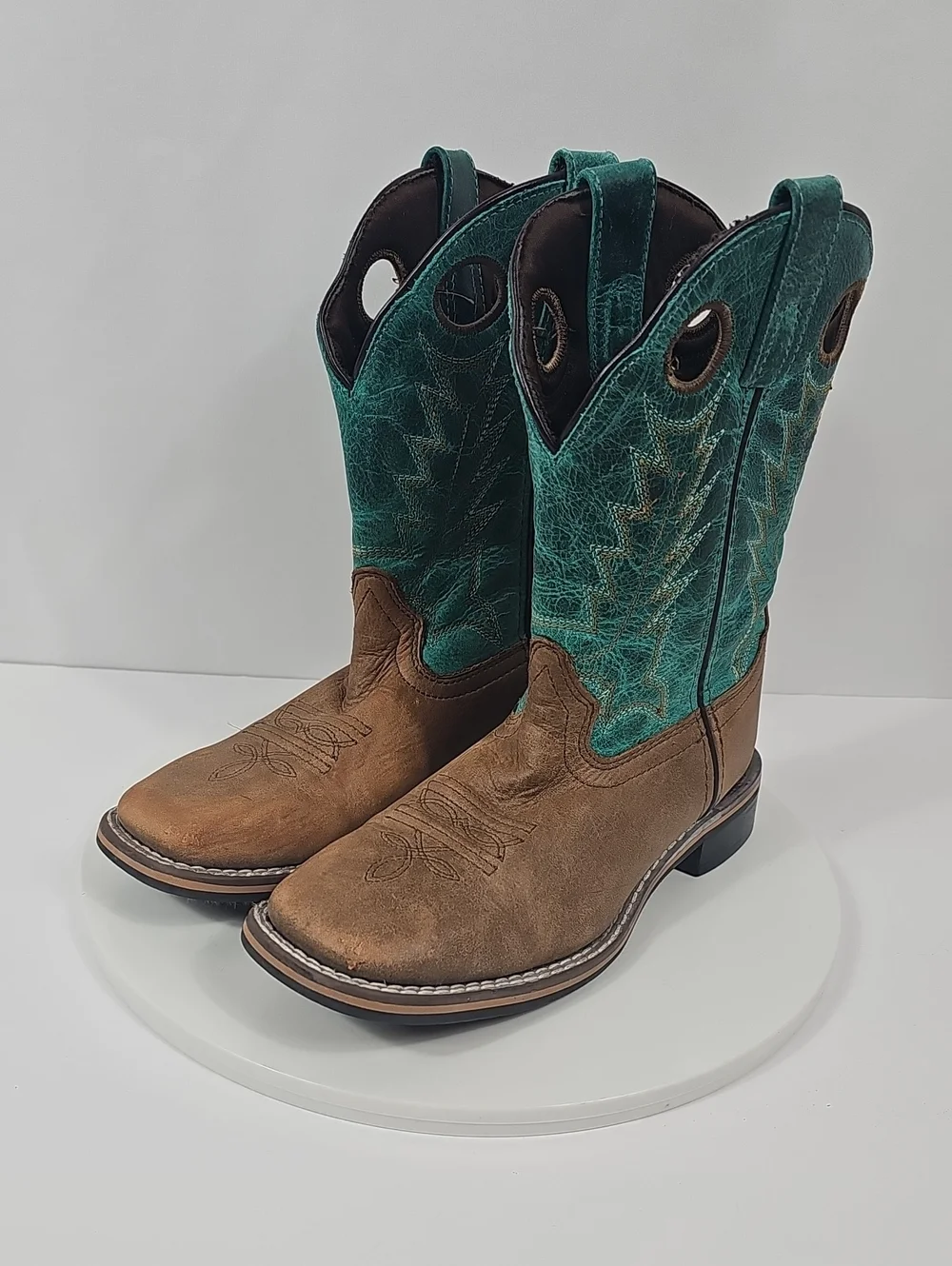 Smoky Mountain Jesse 3851C Kids 3R Brown Turquoise Leather Cowboy Boots Cowgirl